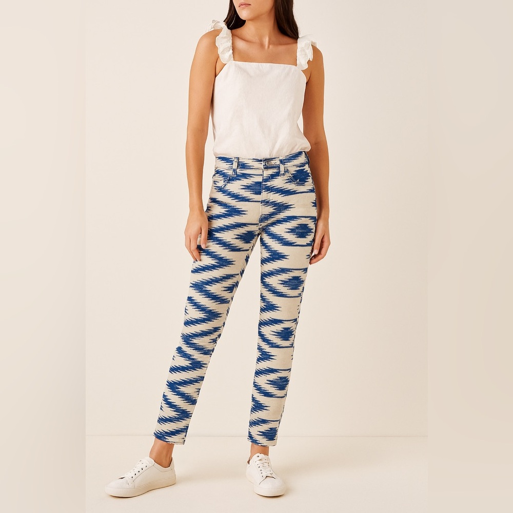 Ralph Lauren Denim & Supply Cotton Blend Aztec Print Blue and Cream Jeans Sz. 27
